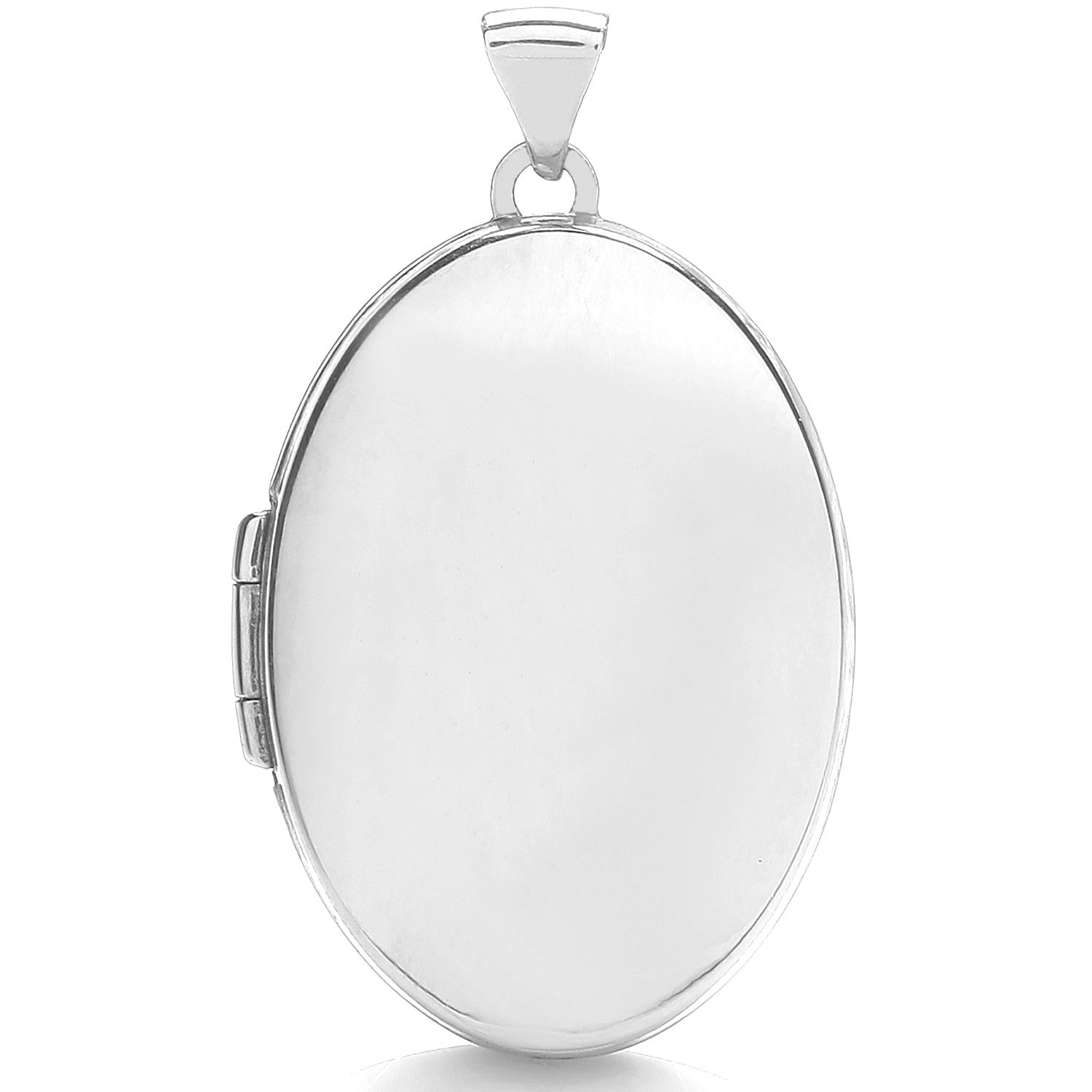 White Gold Oval Plain Medium Locket