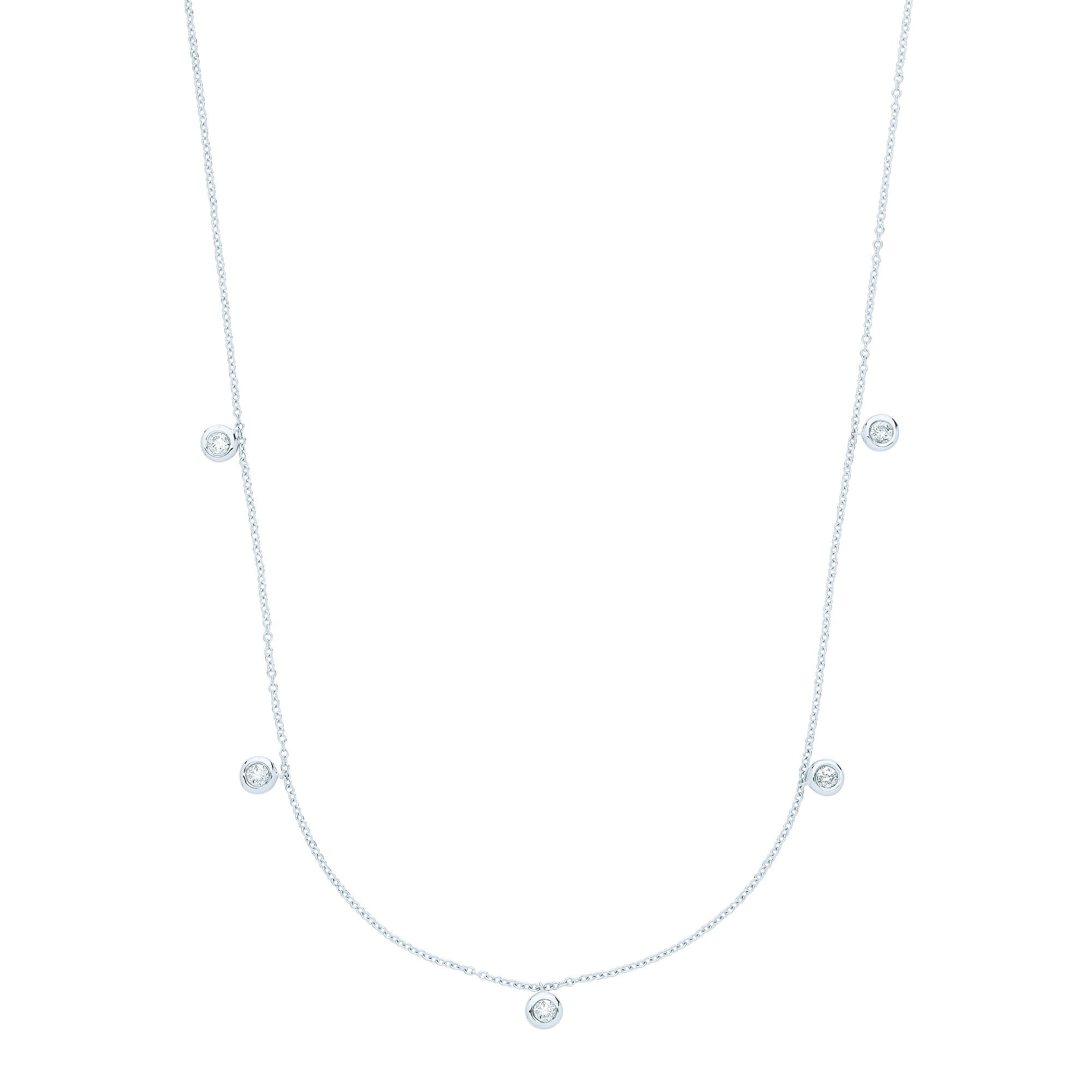 9ct White Gold Rub-Over 0.25ctw Diamond (18in/45cm) Chain - 9ct Gold