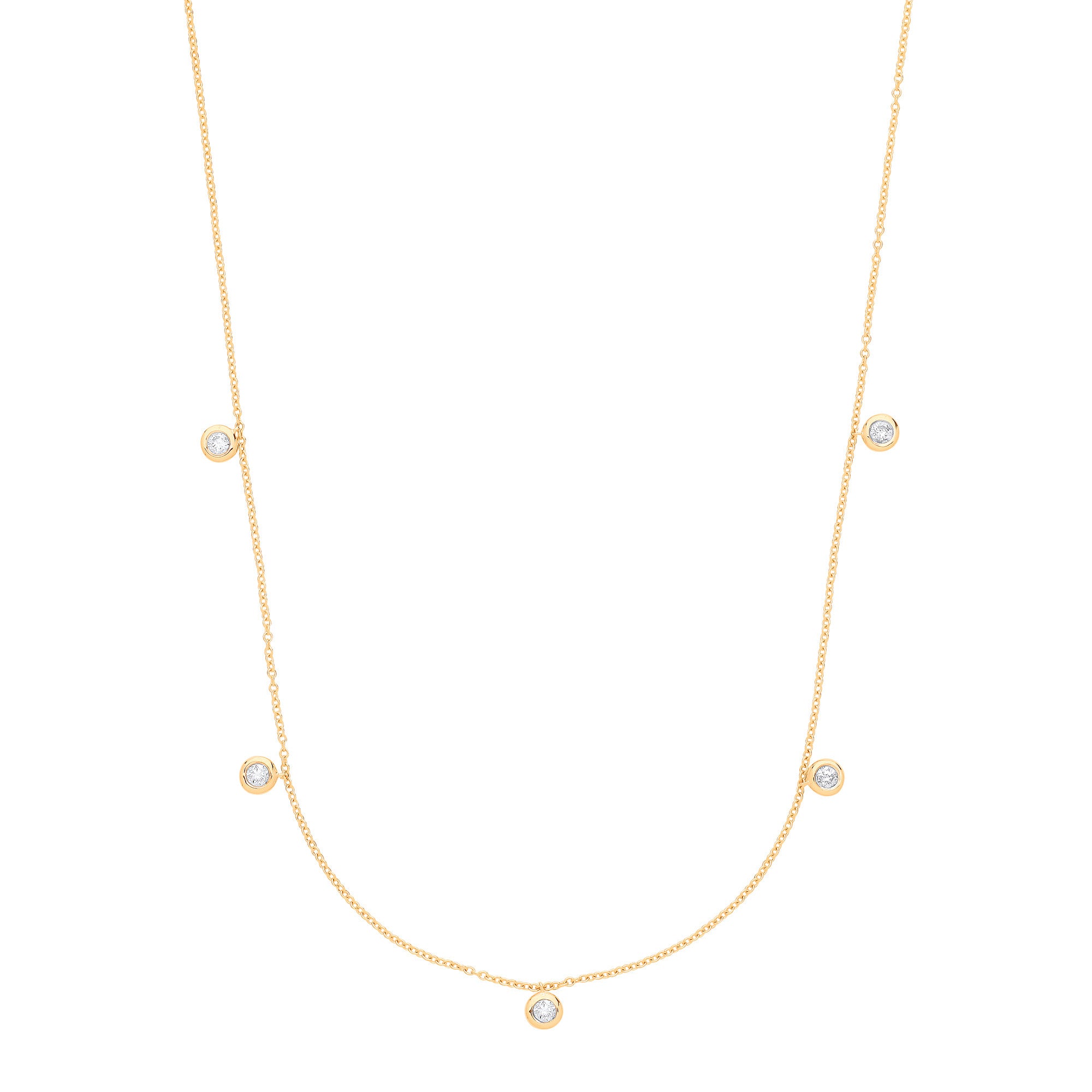 9ct Yellow Gold Rub-Over 0.25ctw Diamond (18in/45cm) Chain - 9ct Gold