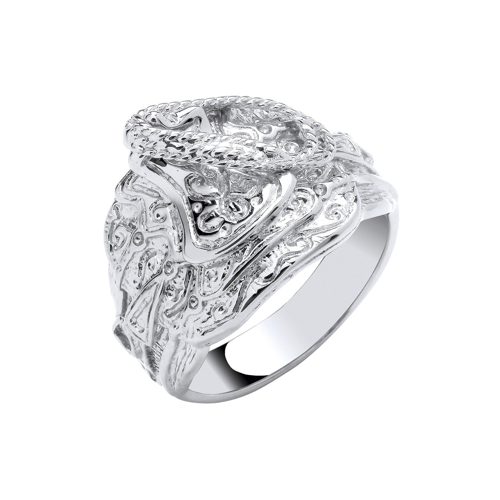 Silver Gents Saddle Ring - Silver