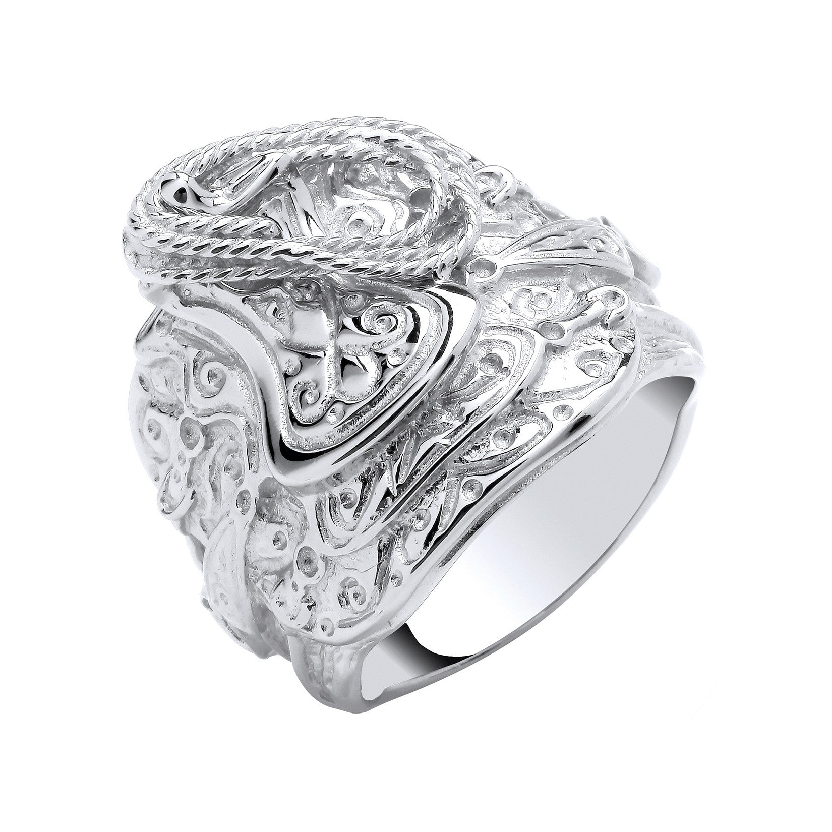 Silver Gents Saddle Ring - Silver
