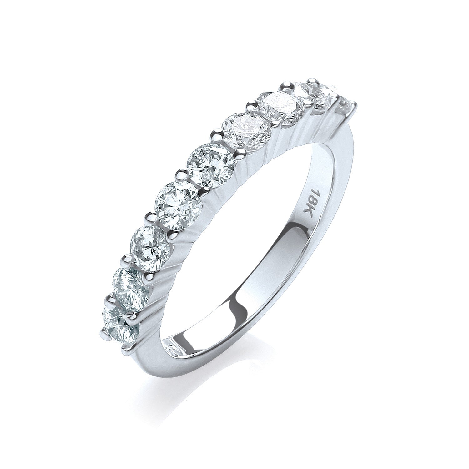 18ct White Gold 1.00ctw Diamond Half Eternity Ring - 18ct Gold