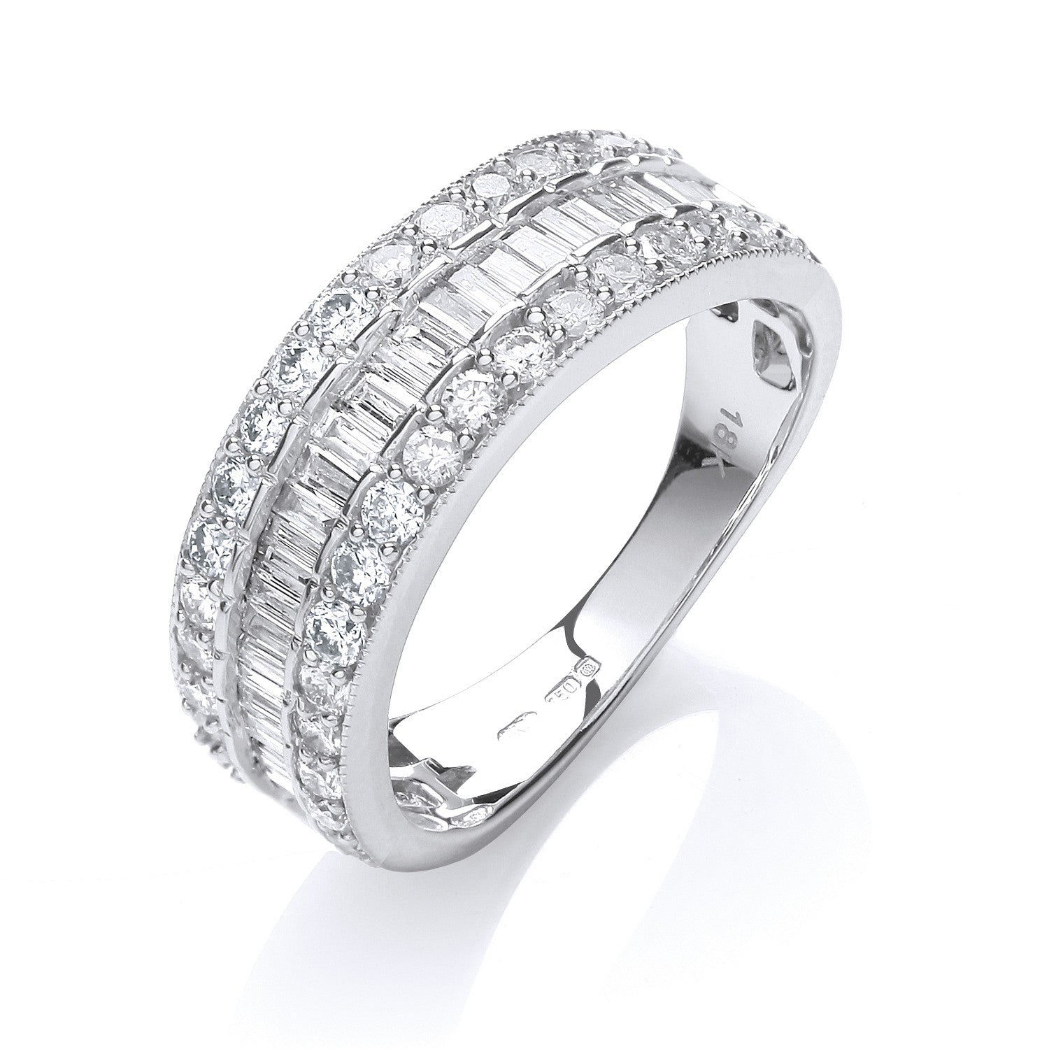 18ct White Gold D.1.00ctw Diamond Half Eternity Ring - 18ct Gold