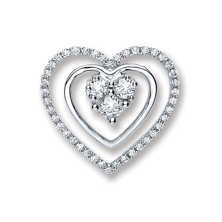 18ct White Gold 0.40ct Diamond Heart Pendant - 18ct Gold
