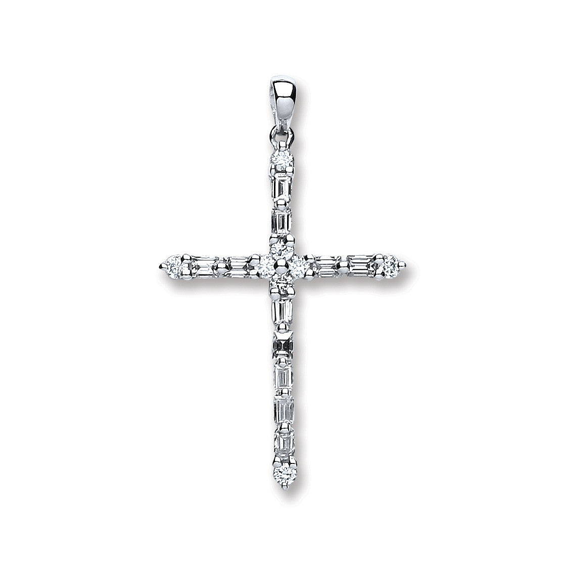 18ct White Gold 0.44ct Diamond Cross Pendant - 18ct Gold