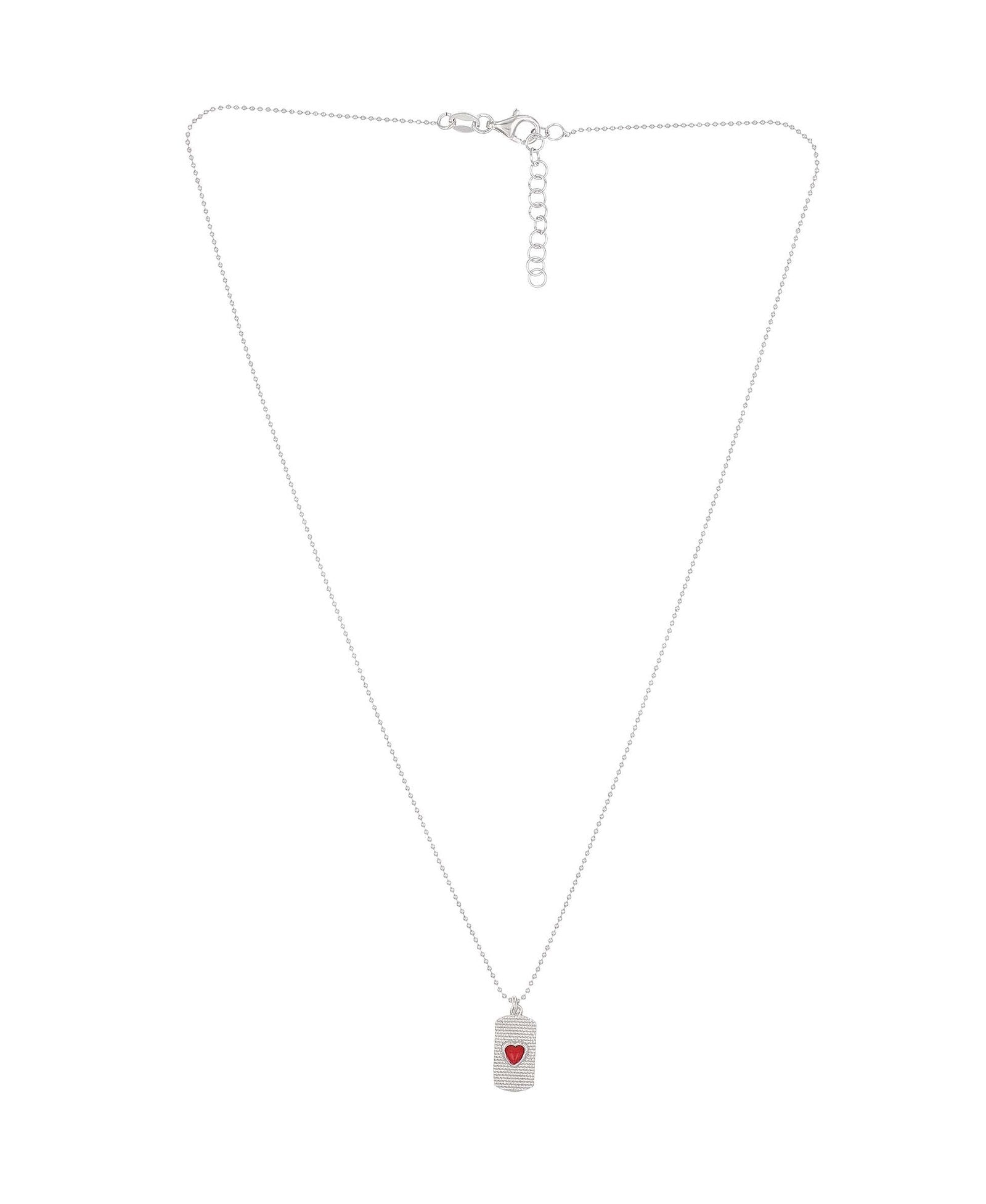 Silver Dog Tag 16" + 2” Extender, Beads Necklace