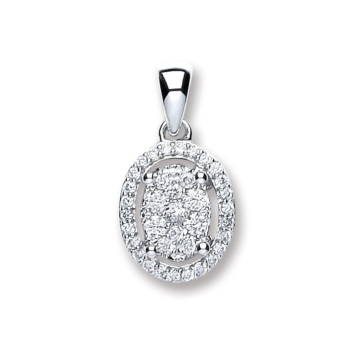 18ct White Gold 0.23ct Diamond Oval Shape Pendant - 18ct Gold