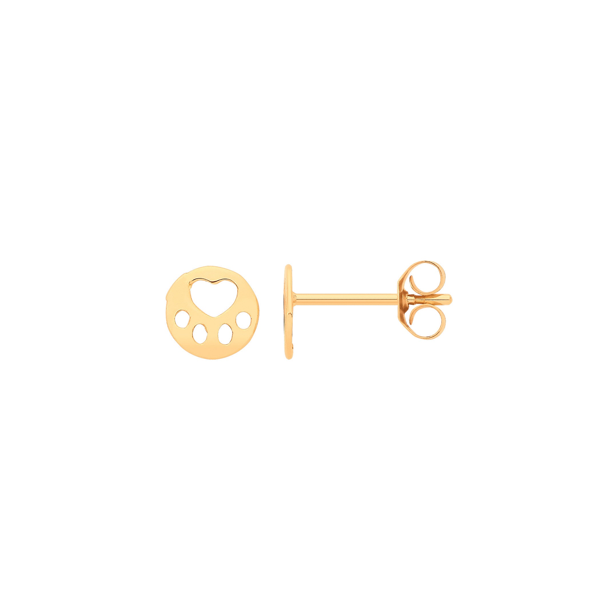 9ct Yellow Gold Paw Studs - 9ct Gold