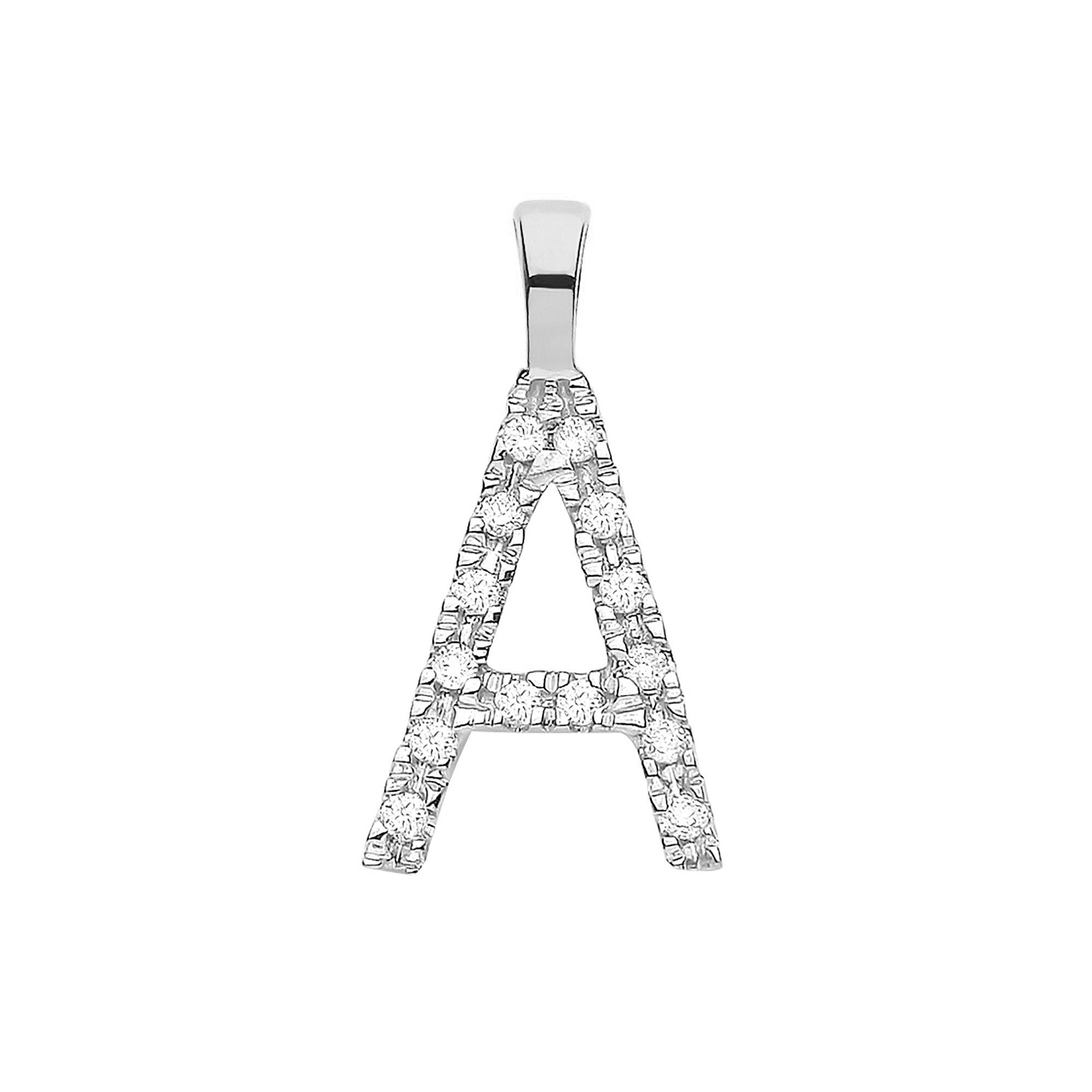 9ct White Gold 0.05ct Diamond A Initial - 9ct Gold