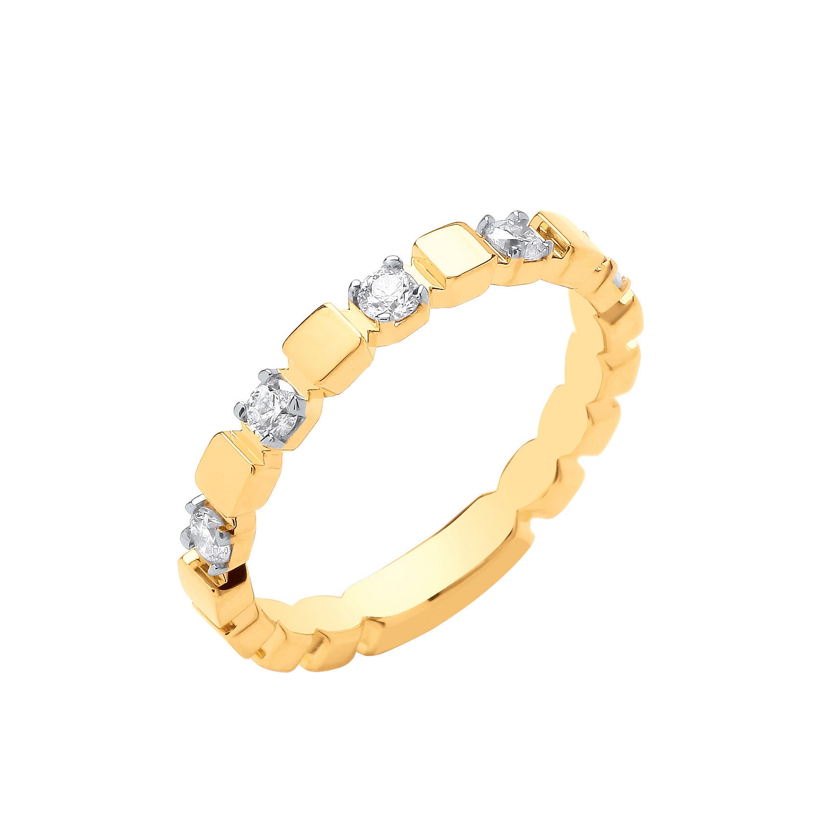 Bague en or jaune 9 carats et diamants 0,25 carat - Or 9 carats