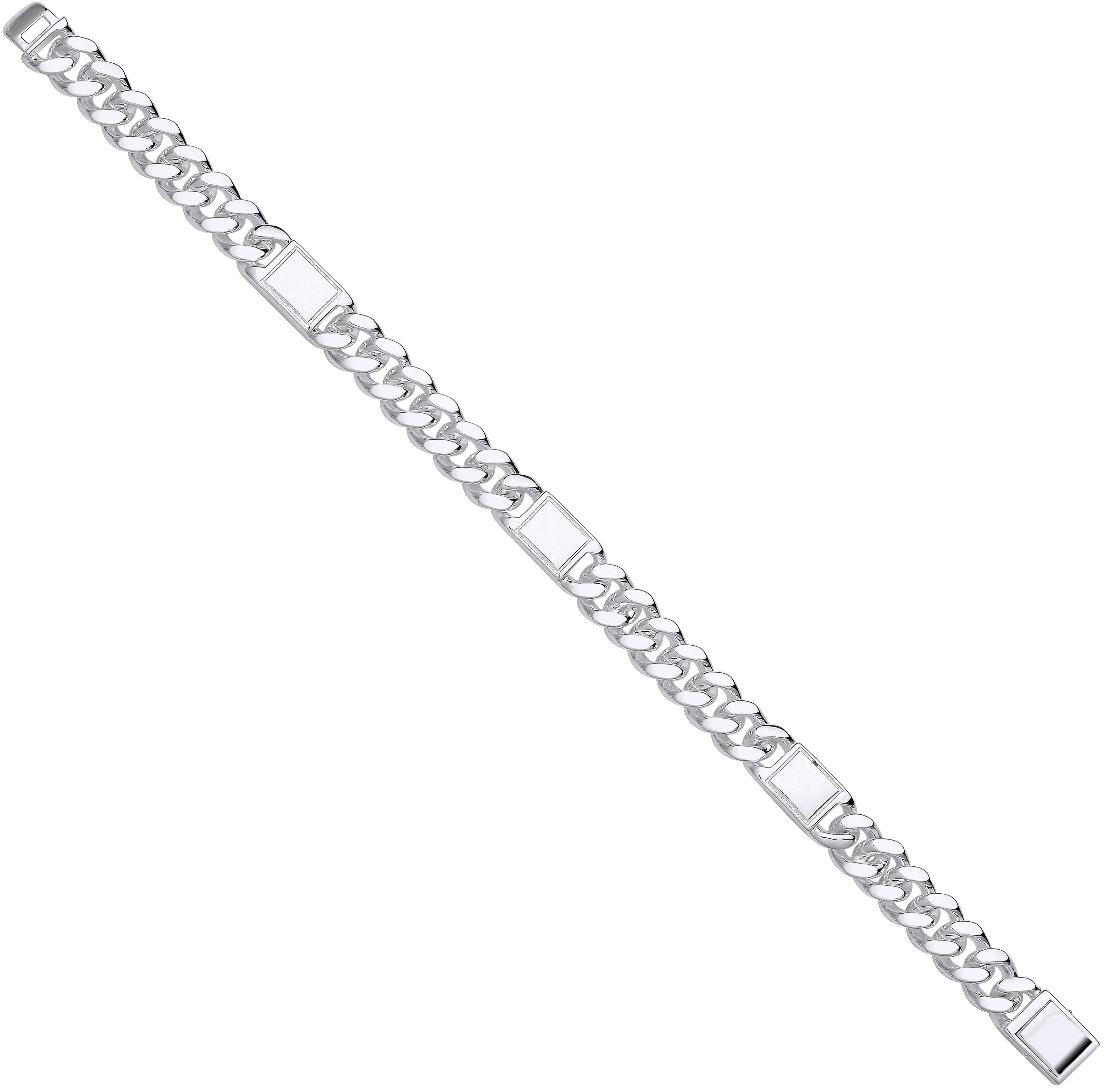Silver Curb Fancy Gents Bracelet - Silver