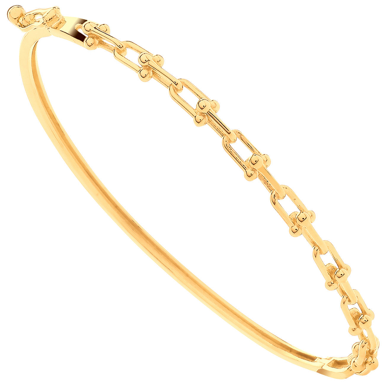 Yellow Gold Bike Lock Link Ladies Bangle - 9ct Gold