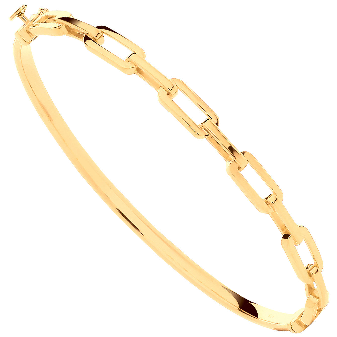 Yellow Gold Paper Clip Ladies Bangle - 9ct Gold
