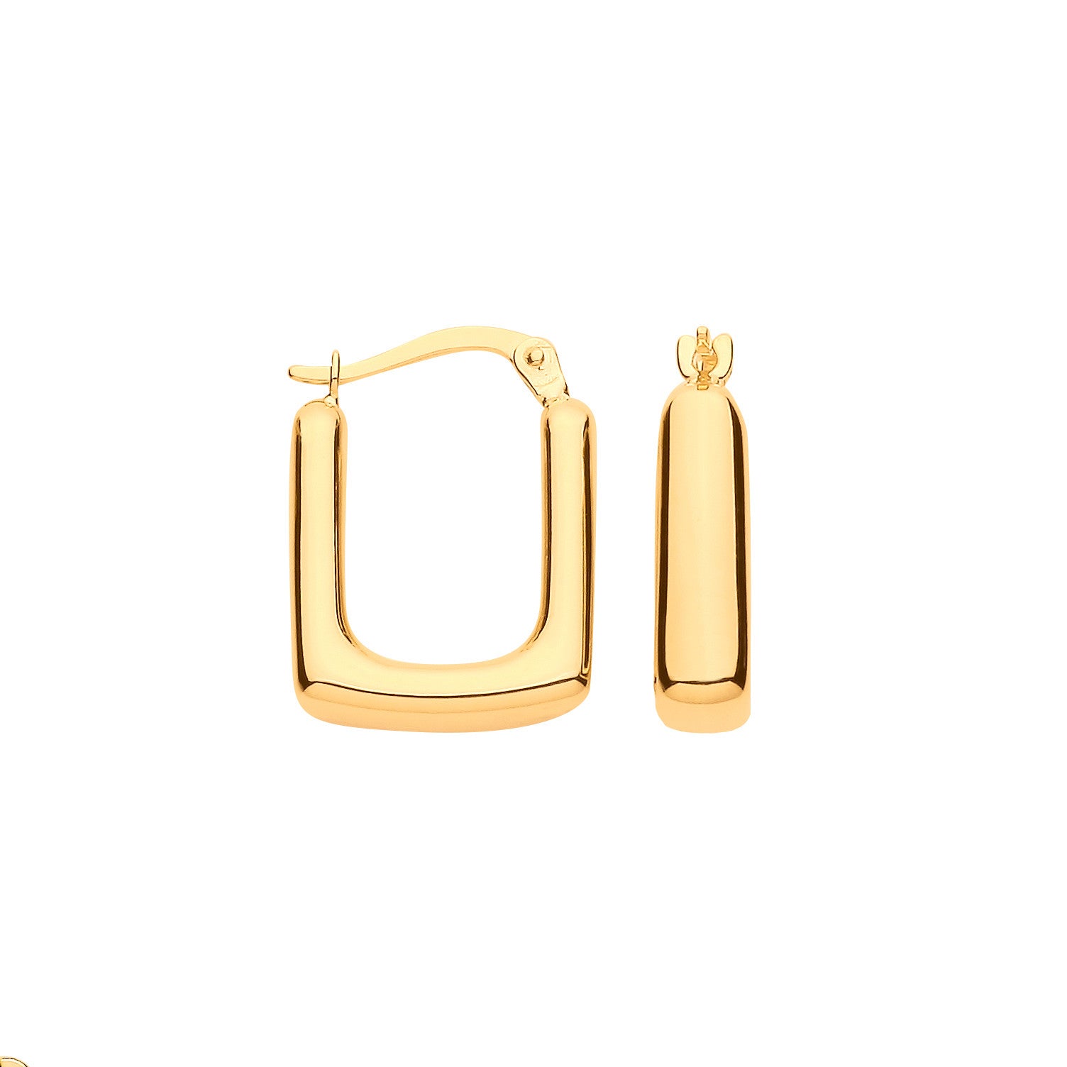 Yellow Gold Square Hoop Earrings - 9ct Gold