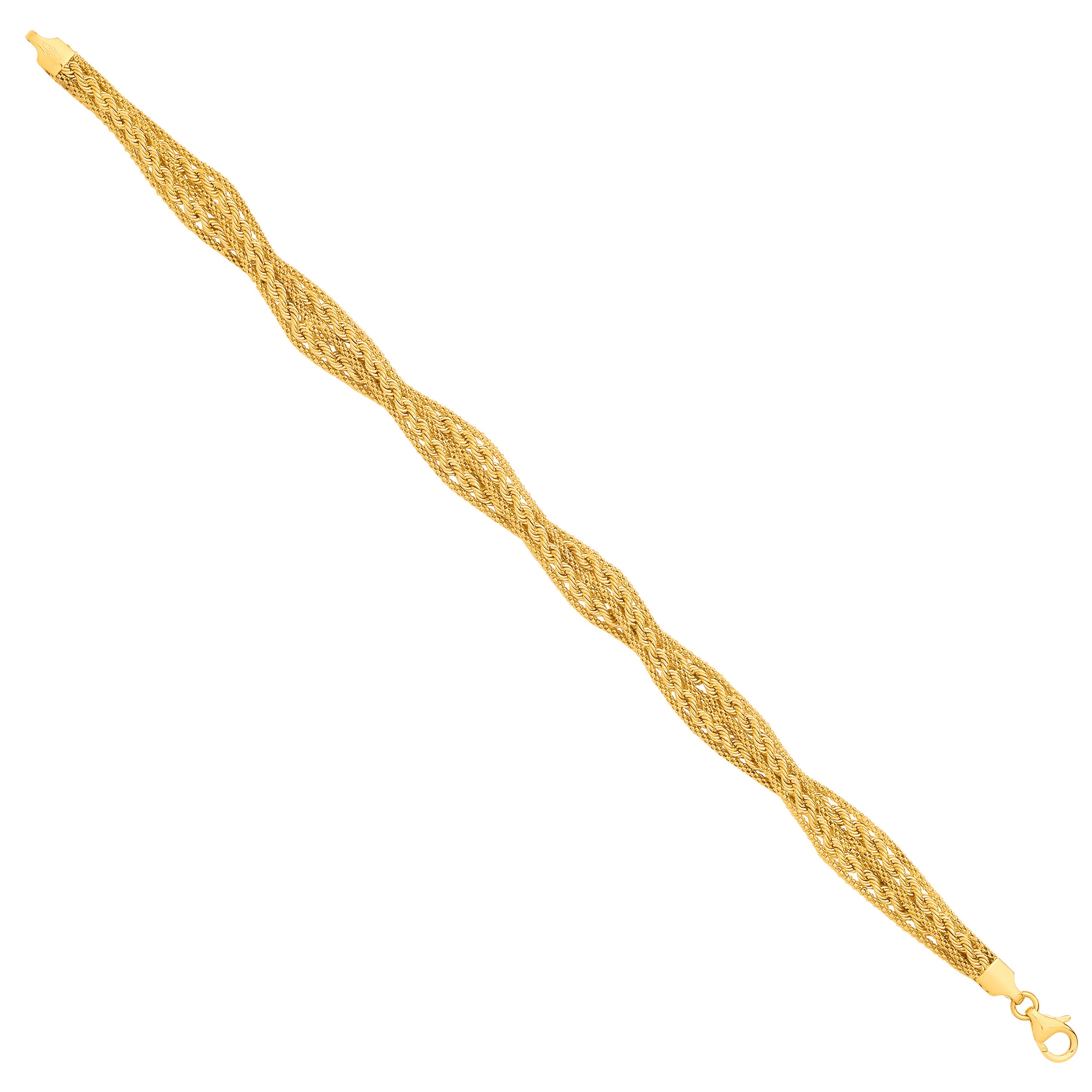 Yellow Gold Graduated Rope & Mesh 18" Necklace/Ladies Bracelet - 9ct Gold