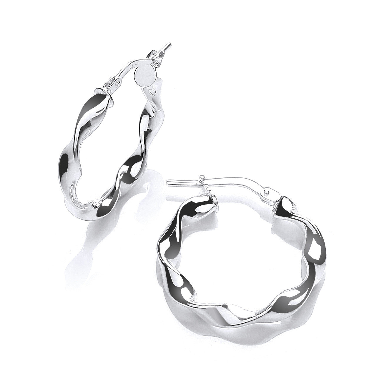 Silver Small Round Twist Hoop Earrings - Silver