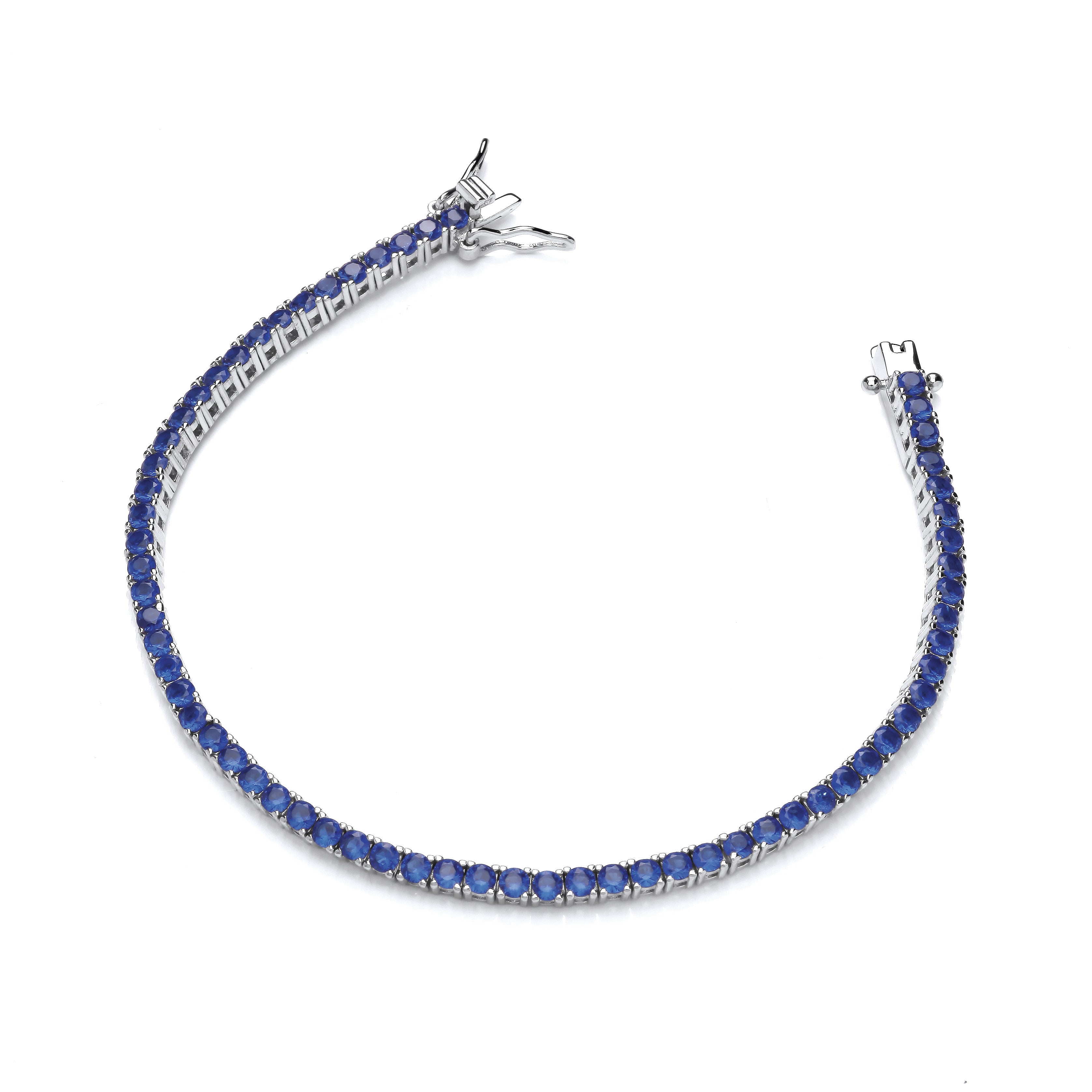 Silver Blue Cubic Zirconias Tennis Ladies Bracelet - Silver