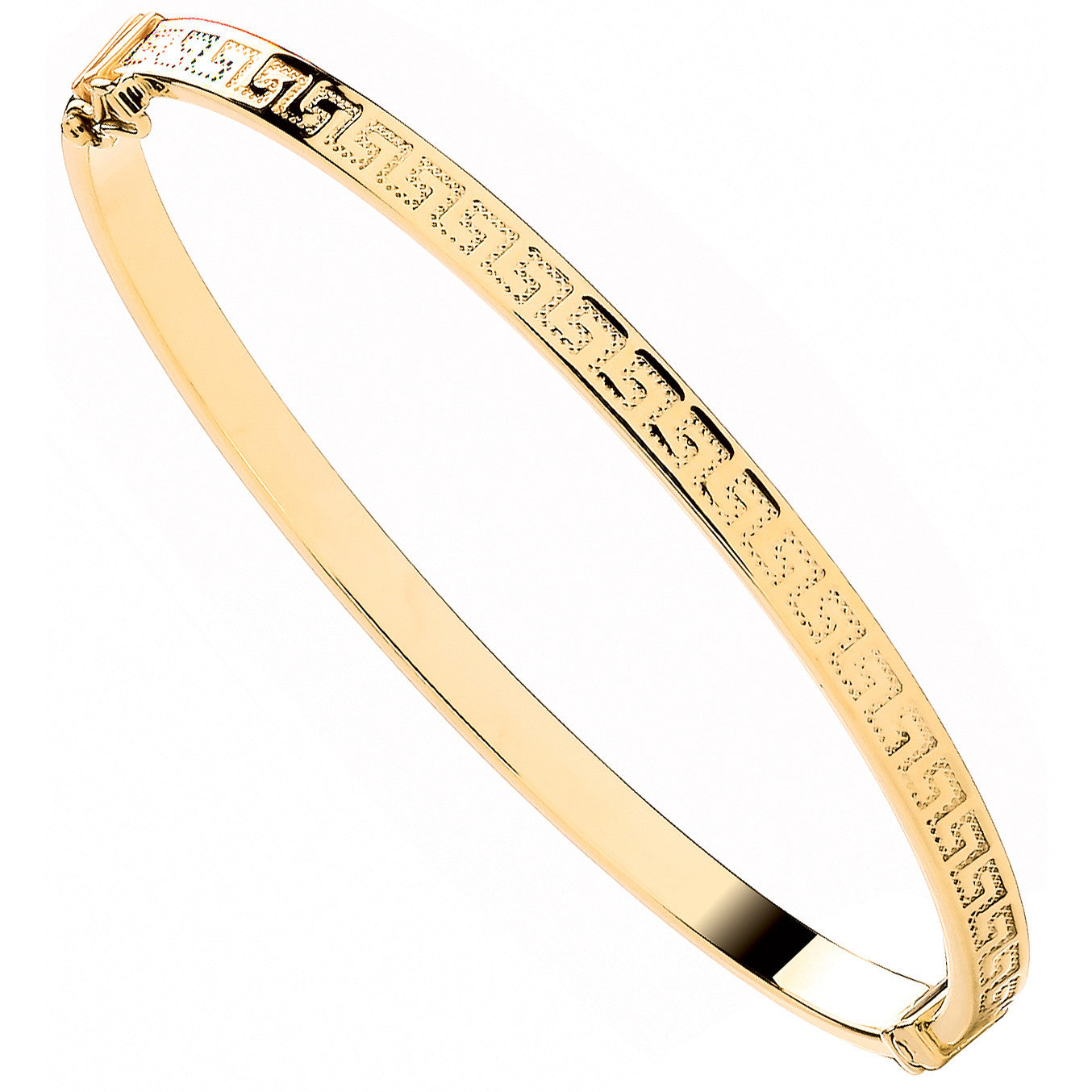 Yellow Gold Greek Key Ladies 4.2mm Bangle - 9ct Gold