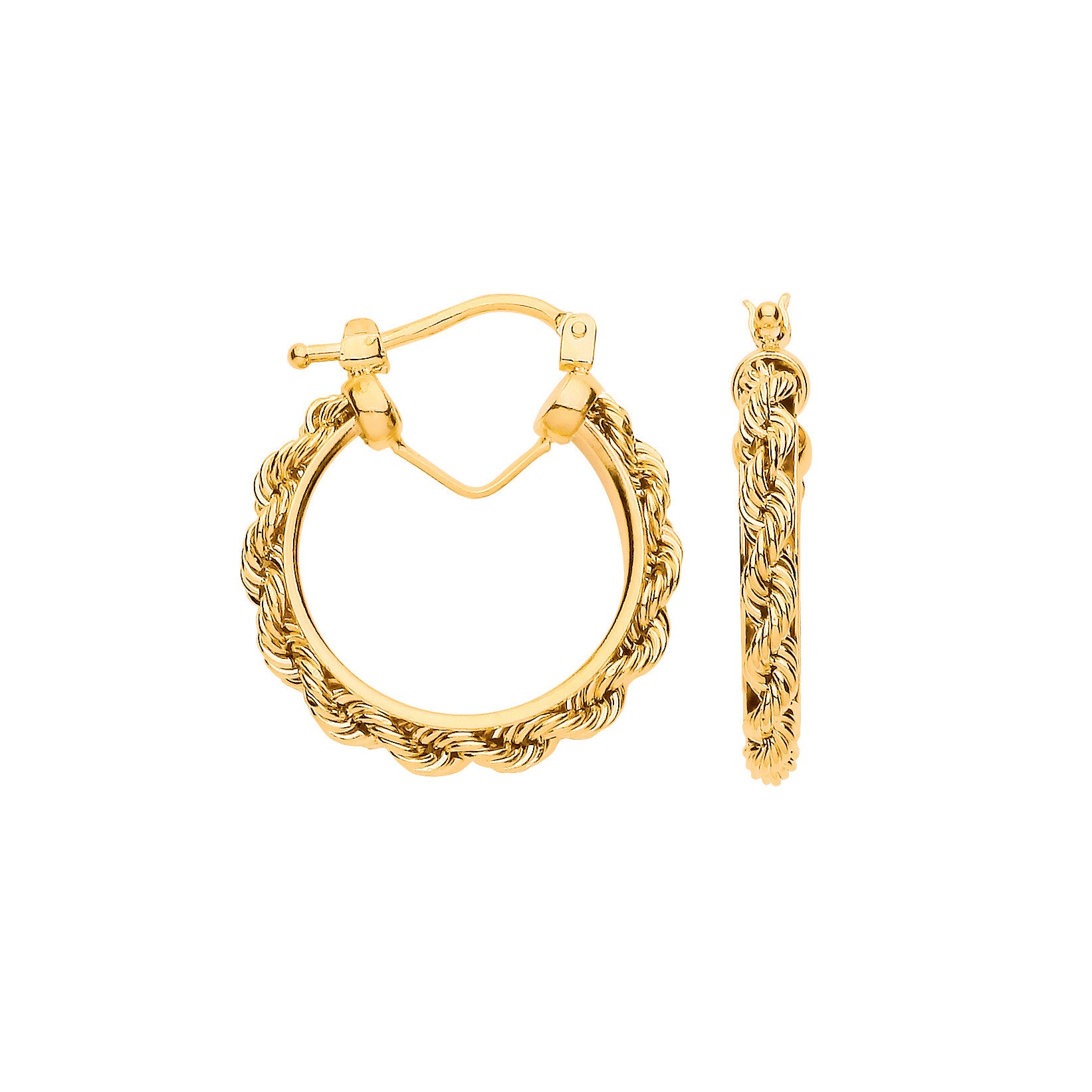 Yellow Gold Rope Chain 20mm Hoop Earrings - 9ct Gold