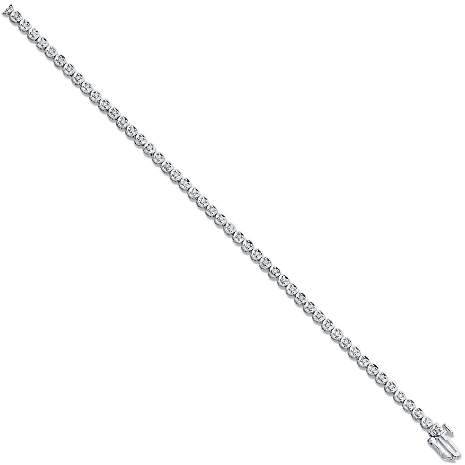 9ct White 0.55ct Diamond Tennis Bracelet - 9ct Gold