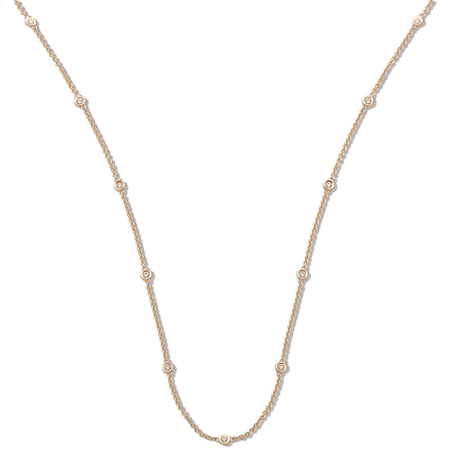 18ct Yellow Gold 0.50ct Diamond by the yard Necklace (18in/45cm) - 18ct Gold