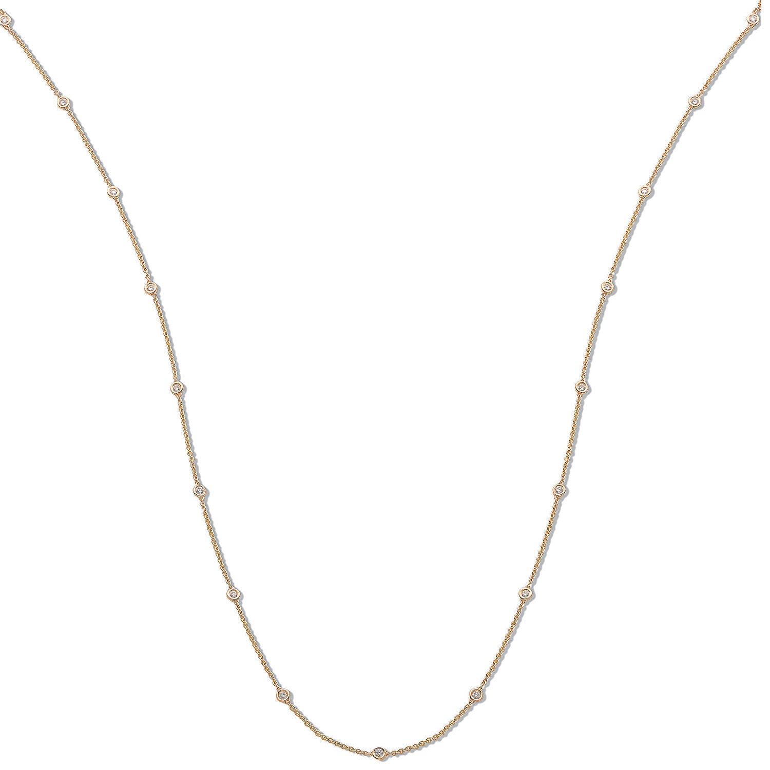 18ct Yellow Gold 1.00ct Diamond by the yard Necklace (36in/91cm) - 18ct Gold