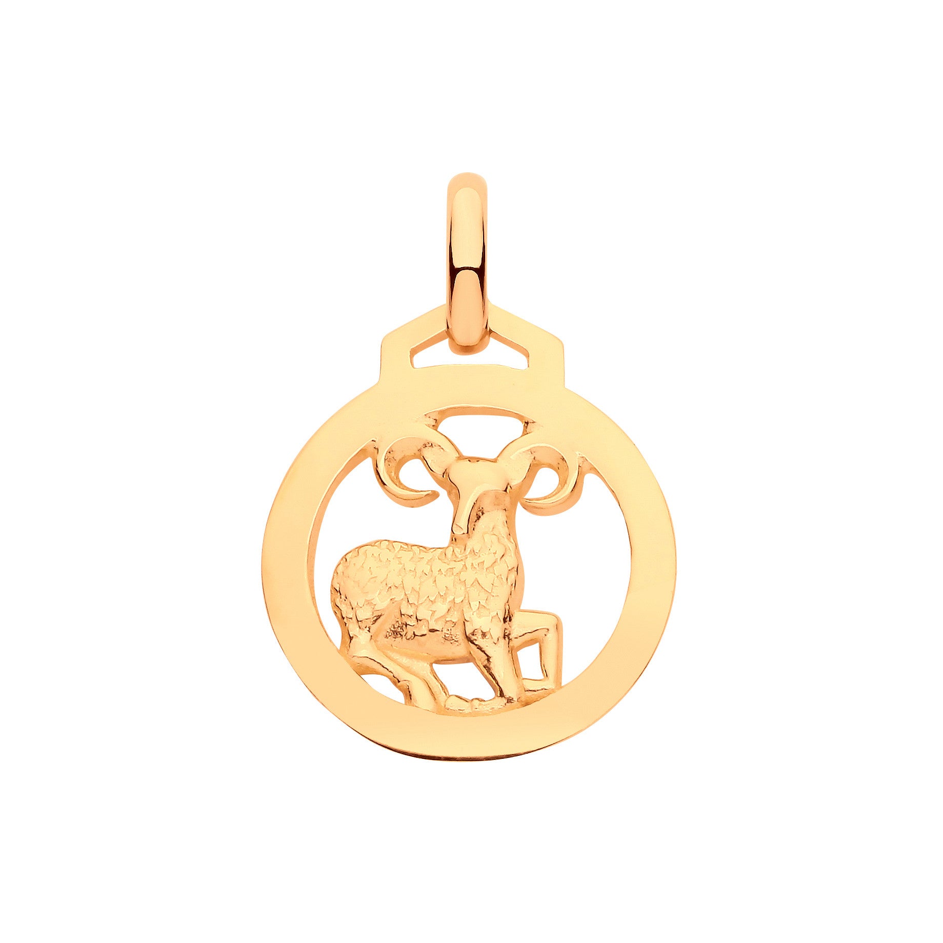 Yellow Gold Round Zodiac Pendant ARIES - 9ct Gold