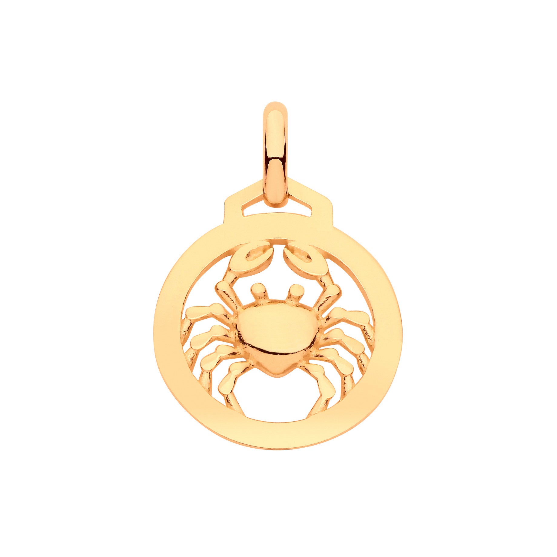 Yellow Gold Round Zodiac Pendant CANCER - 9ct Gold
