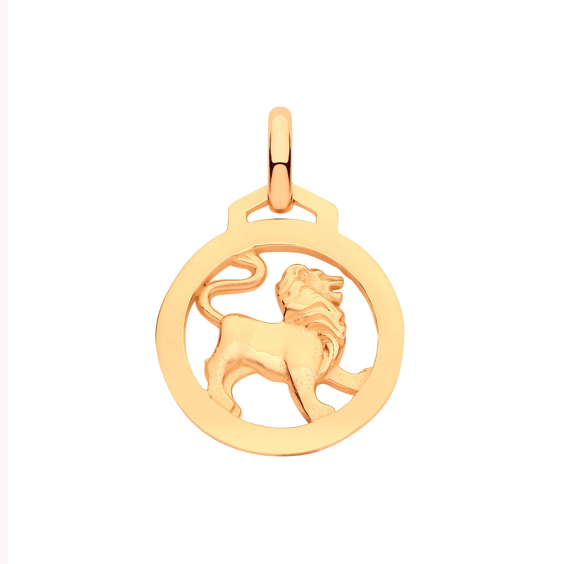 Yellow Gold Round Zodiac Pendant LEO - 9ct Gold