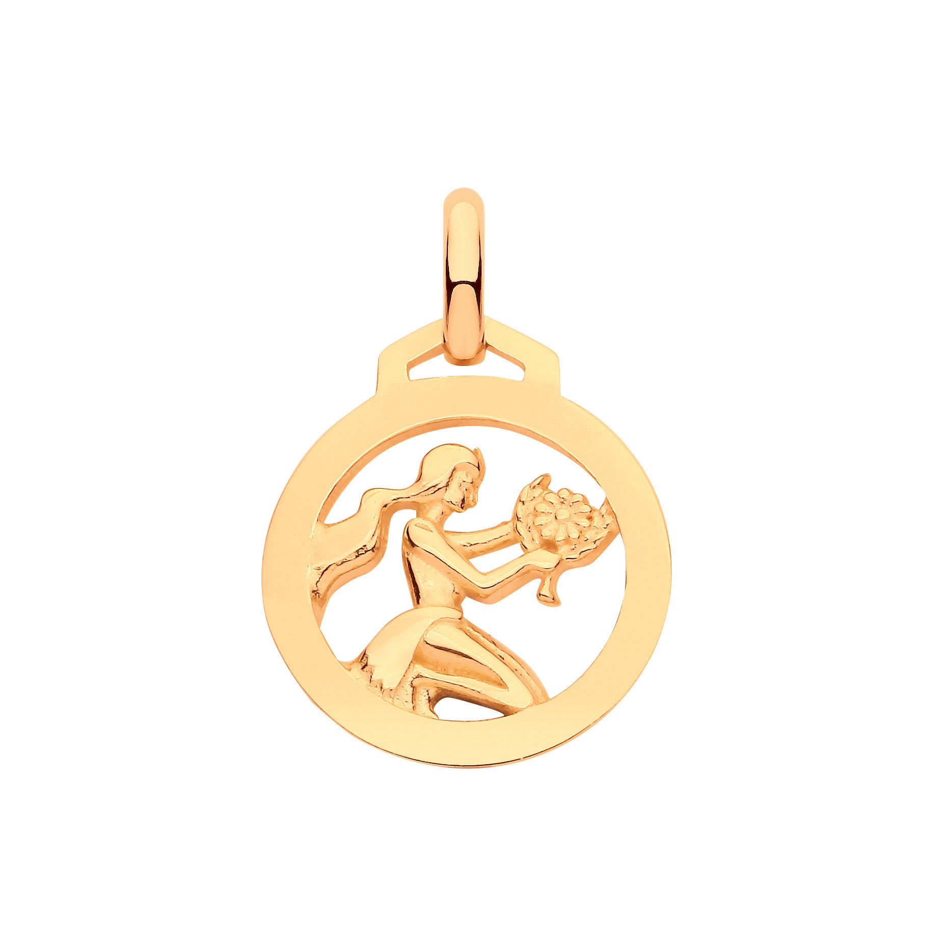 Yellow Gold Round Zodiac Pendant VIRGO - 9ct Gold