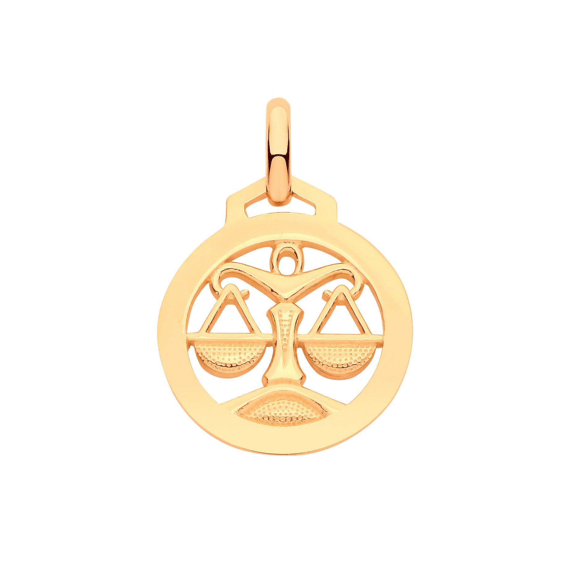 Yellow Gold Round Zodiac Pendant LIBRA - 9ct Gold