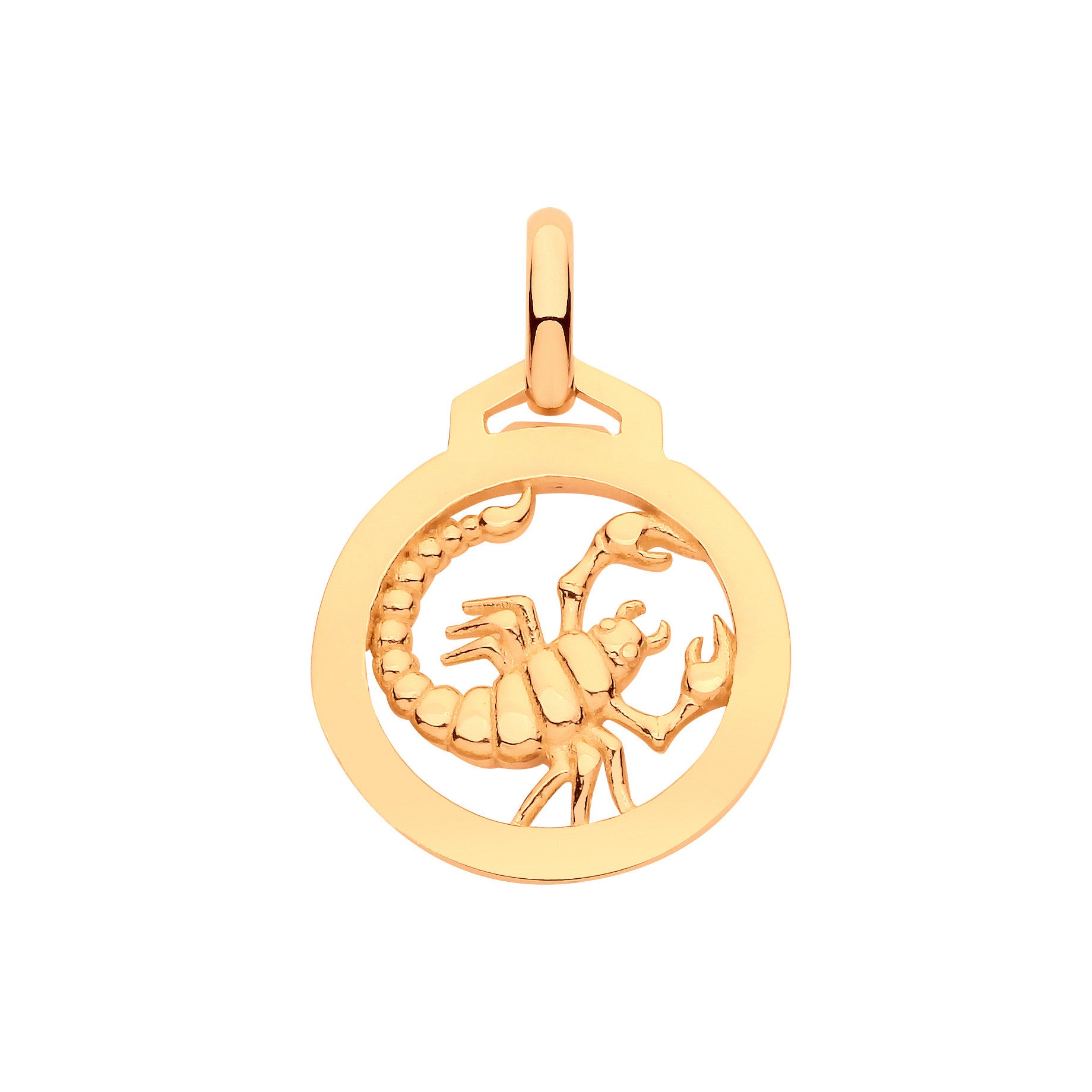 Yellow Gold Round Zodiac Pendant SCORPIO