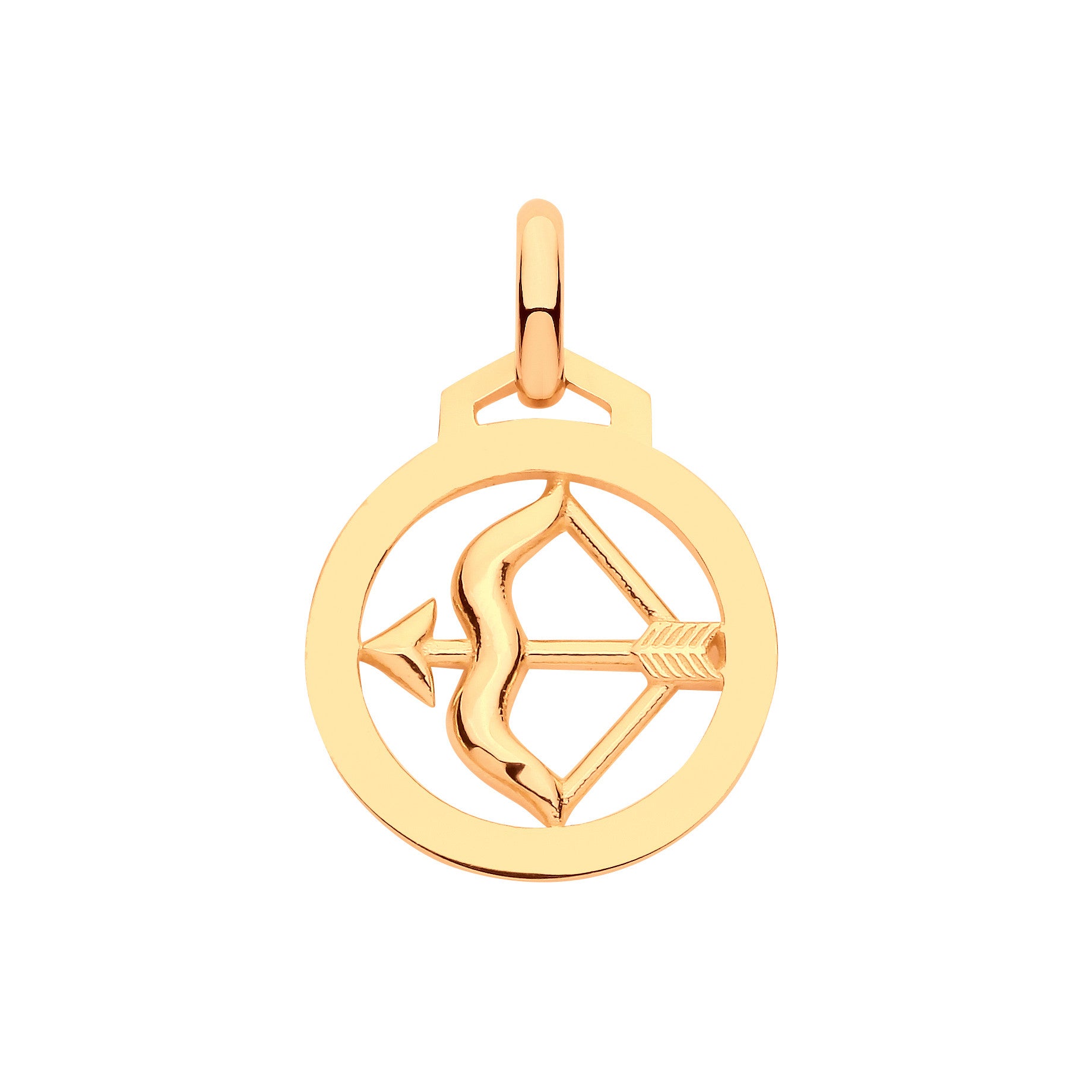 Yellow Gold Round Zodiac Pendant SAGITARIUS - 9ct Gold