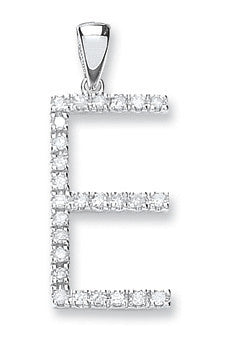 9ct White Gold 0.21ct Diamond E Initial - 9ct Gold