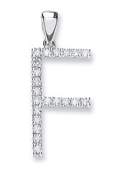 9ct White Gold 0.16ct Diamond F Initial - 9ct Gold