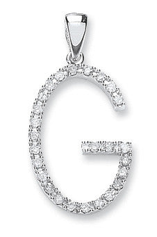 9ct White Gold 0.22ct Diamond G Initial - 9ct Gold