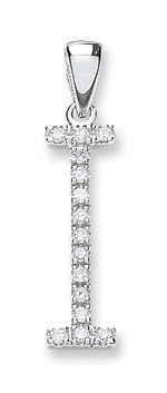 9ct White Gold 0.12ct Diamond I Initial - 9ct Gold