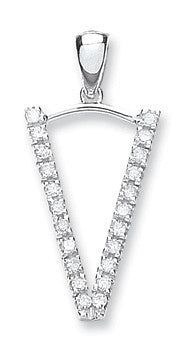 9ct White Gold 0.20ct Diamond V Initial - 9ct Gold