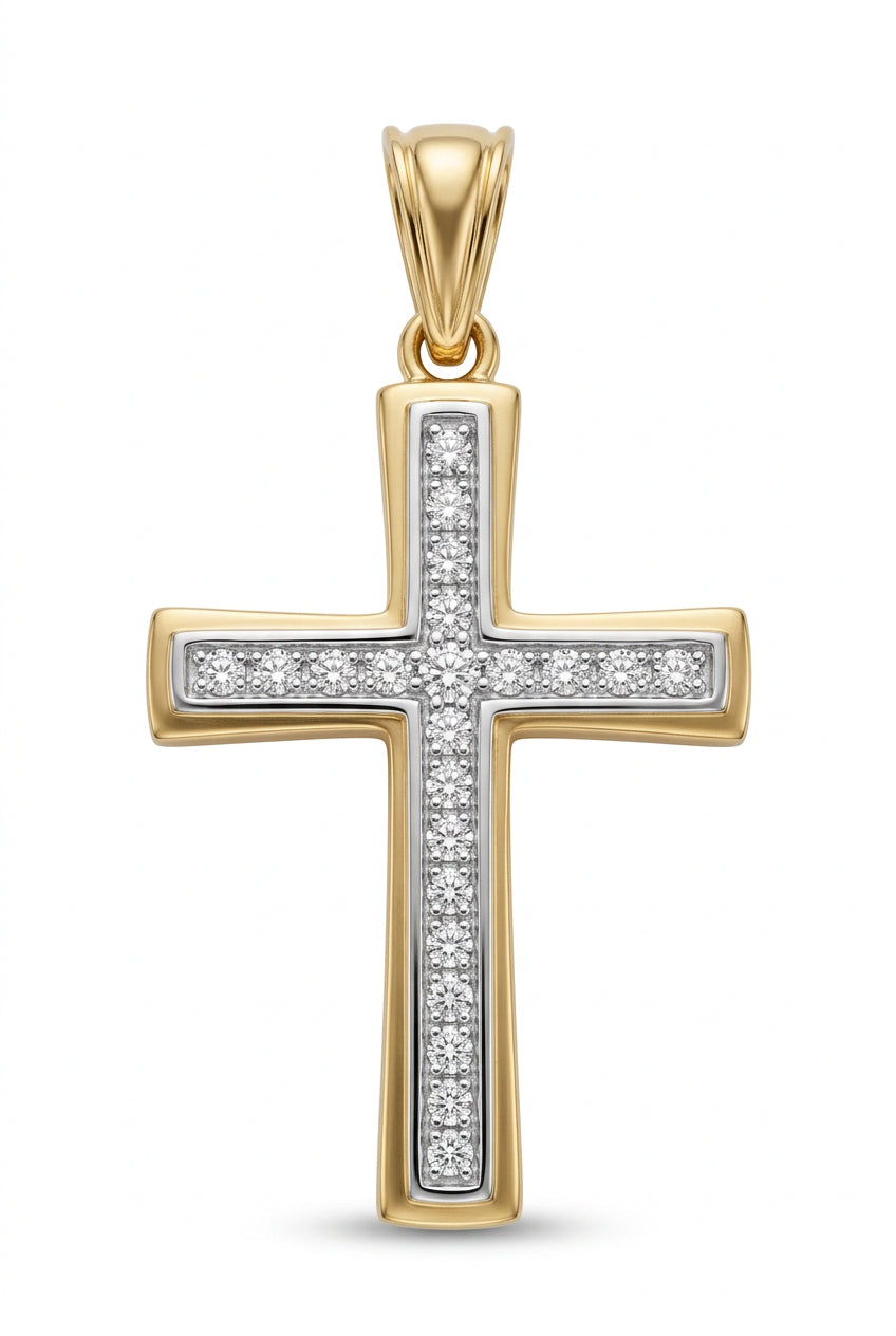 9ct Yellow Gold 0.12ct Diamond Cross