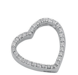 9ct White Gold 0.32ct Diamond Heart Pendant - 9ct Gold