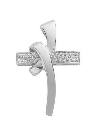 9ct White Gold 0.08ct Diamond Cross - 9ct Gold