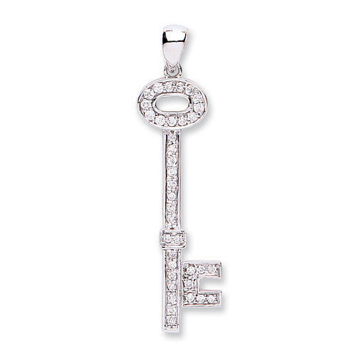 18ct White Gold 0.22ct Diamond Key - 18ct Gold