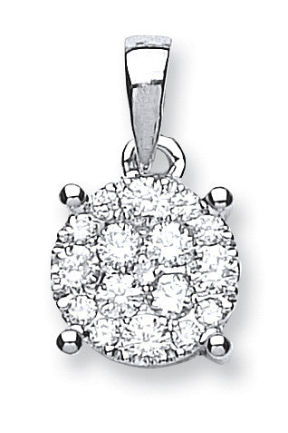 18ct White Gold 0.50ct Diamond Cluster Pendant - 18ct Gold