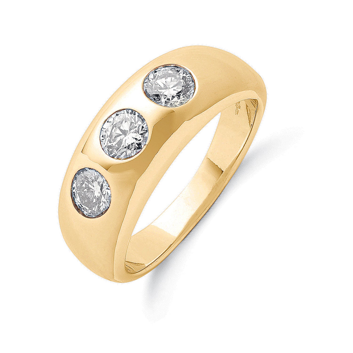 18ct Yellow Gold 1.00ct Gents 3 Stone Diamond Band - 18ct Gold