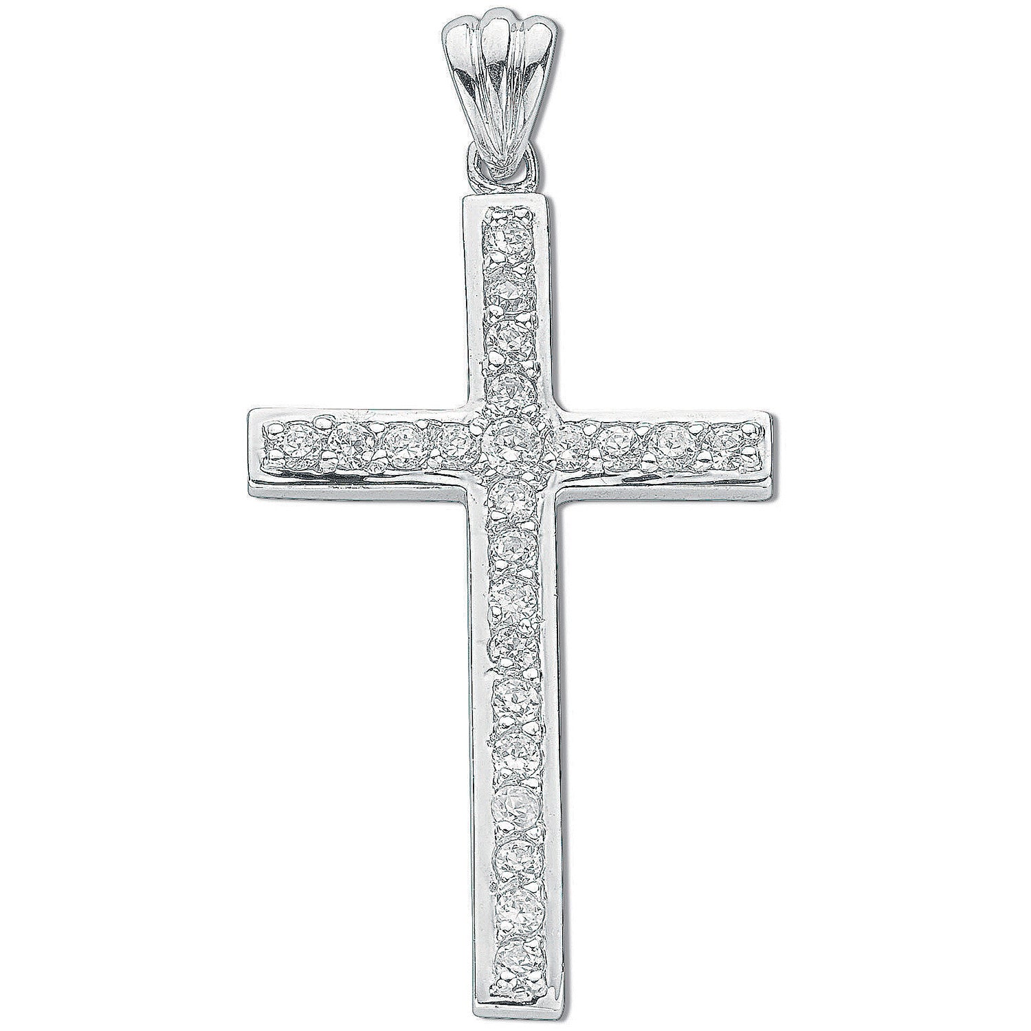 Silver Cubic Zirconia Cross - Silver