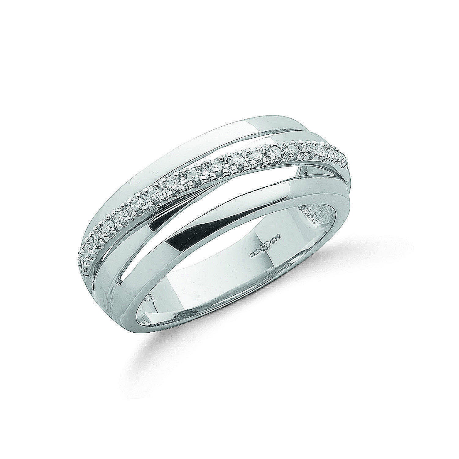 9ct White Gold 0.12ct Diamond Crossover Ring - 9ct Gold