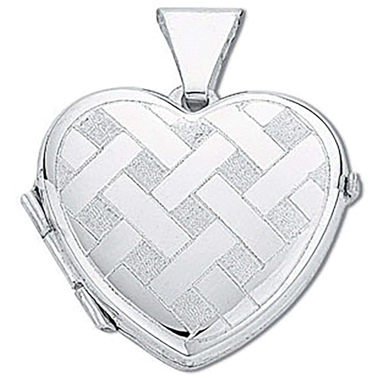 Silver Small Engraved Heart Shaped Locket - Silver