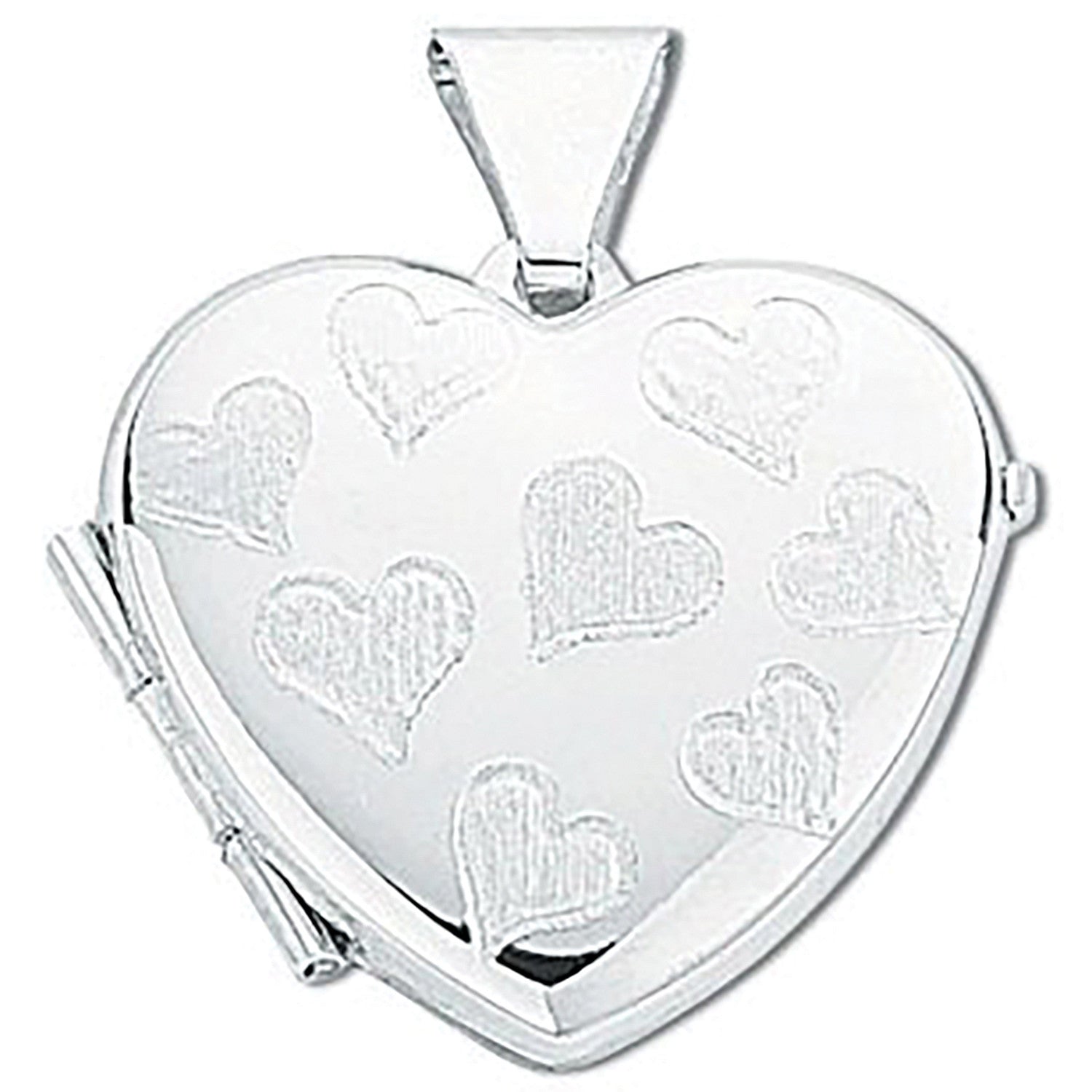 Silver Small Engraved Heart Shaped Locket - Silver