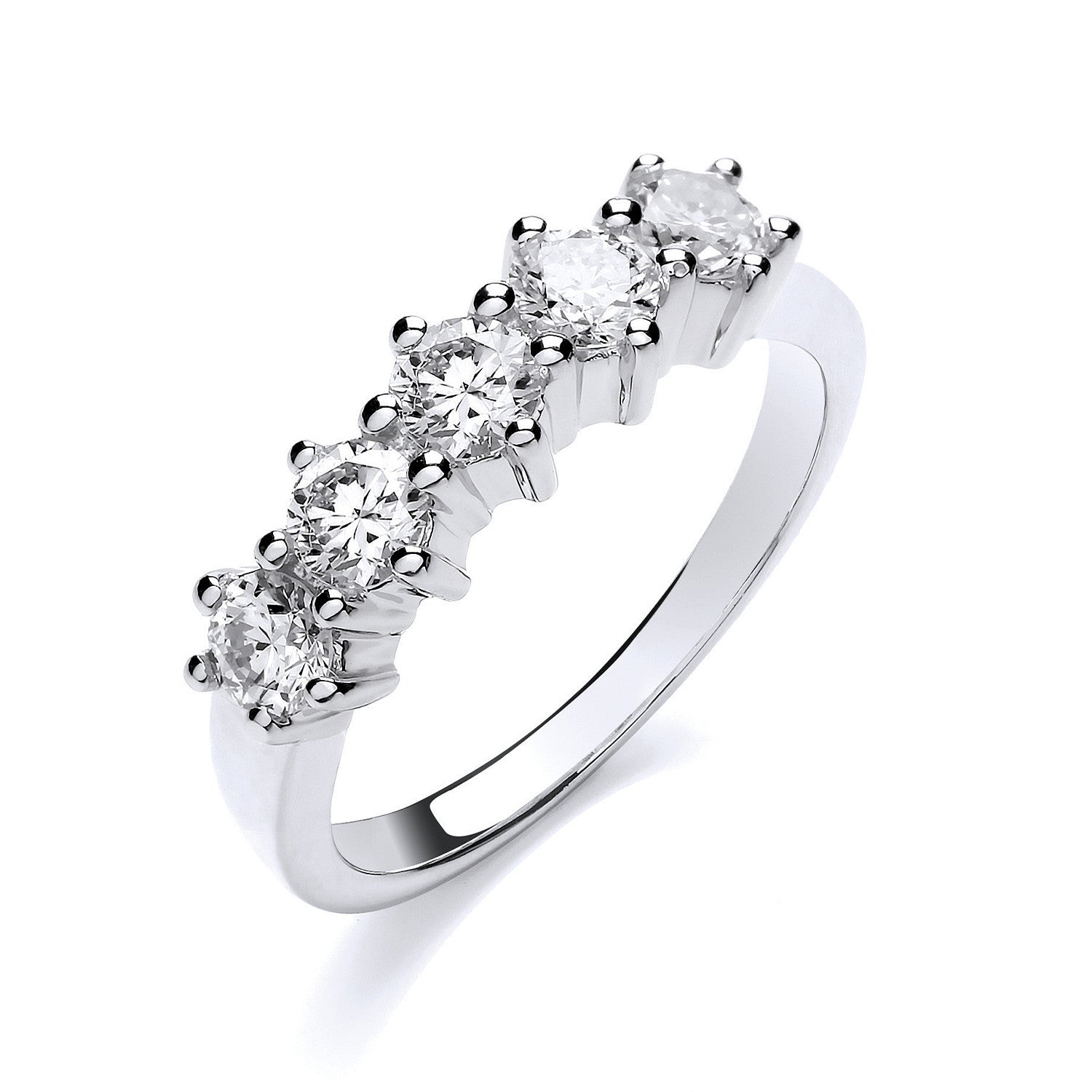 18ct White Gold 1.00ct 5 Stone Diamond Eternity Ring - 18ct Gold