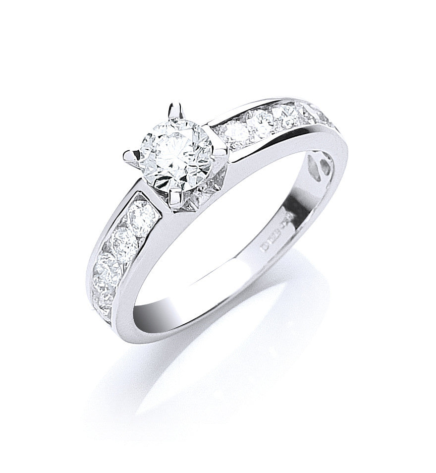 18ct White Gold 1.00ct Brilliant Cut Centre Diamond Ring - 18ct Gold